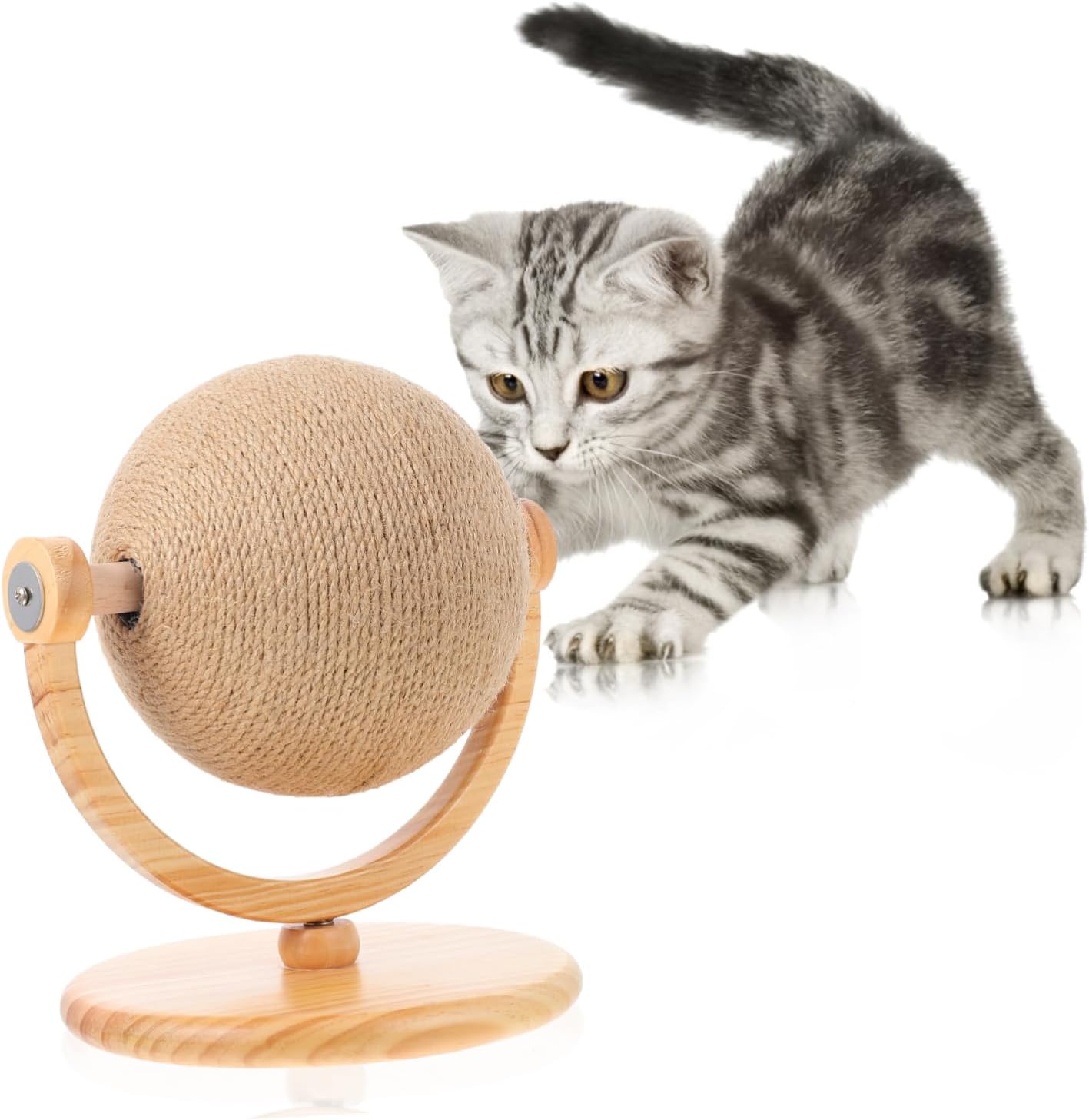 Cat Scratching Globe Toy Sisal Cat Scratcher Solid Base Interactive Pet Plaything to Prevent Furniture Damage for Shops