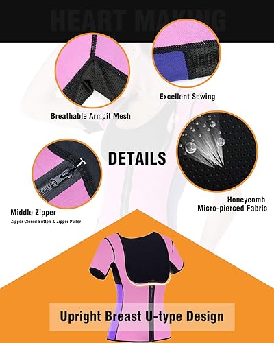 Miniatura 4 de DoLoveY Chaleco de neopreno para mujer, con mangas, para hacer ejercicio, moldeador de cuerpo, camiseta deportiva sin mangas