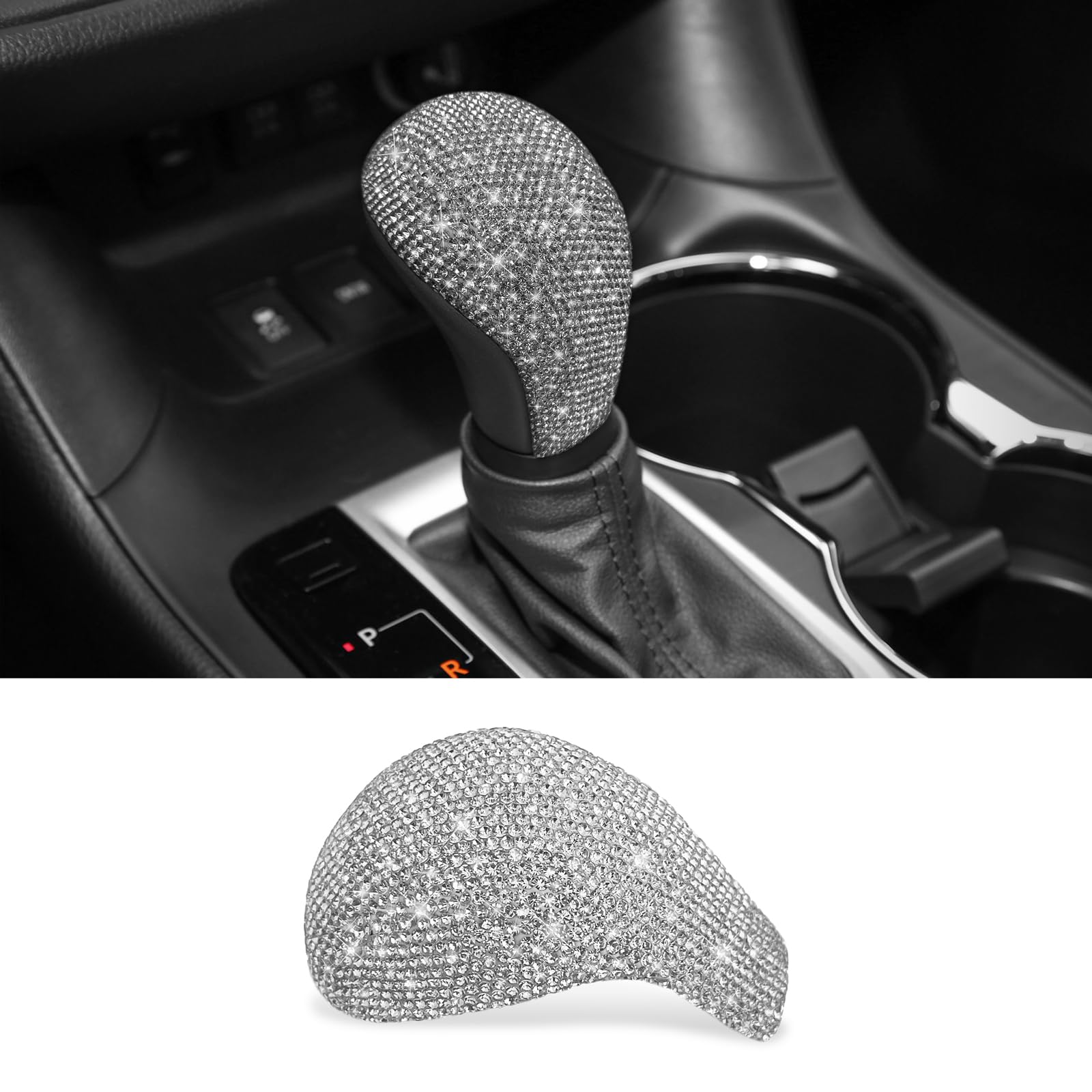 CONGCONG Crystal Car Gear Shift Cover Bling Car Accessories Compatible with Toyota Highlander 2015 2016 2017 2018 2019 2020 2021.