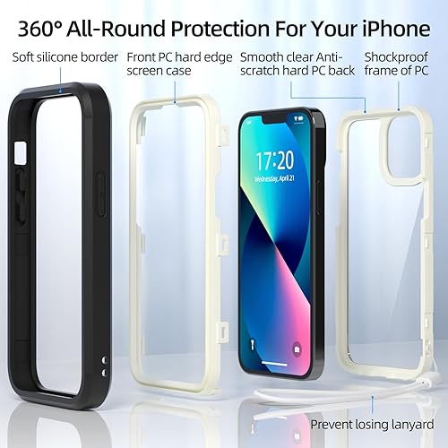 Miniatura 3 de WXR Funda para iPhone 13 Mini, iPhone 12 Mini, parachoques de silicona suave y parte trasera de policarbonato duro transparente e interior de
