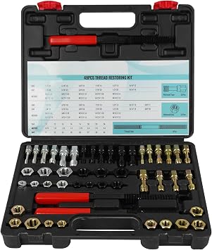 49-Pieces Rethread Repair Tool, Master Thread Rethreading Kit UNC UNF & Metric Thread Chaser Set Repair Kit with Taps, Dies, and Files, Rethread Repair Tool for Rethreading and Restoration