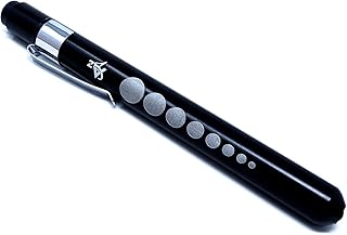 Penlight Reusable Medical Aluminum LED Pen Light with Pupil Gauge for Nurses Doctors Students with Pocket Clip (Black)