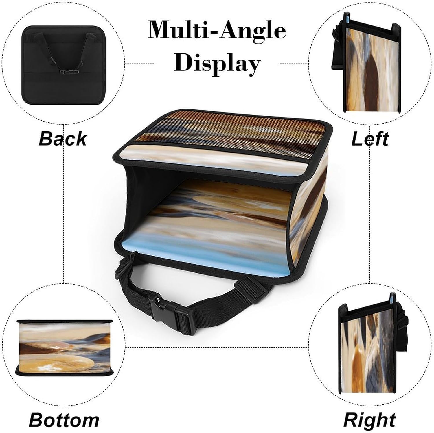 Colorful Stones on The Beach PU Leather Car Seat Organizer,Backseat Car Organizer for Hold Phone,Snacks, Drinks, Handbag, Back Seat Car Organize Car Accessories Interior And Travel Essentials. image 3