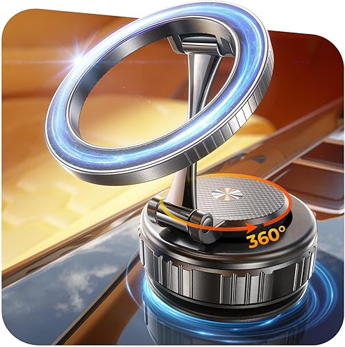 Soporte de teléfono para automóvil Magsafe 108 + libras de succión más fuerte y 2800 gf magnético Soporte de teléfono ajustable de 360 para