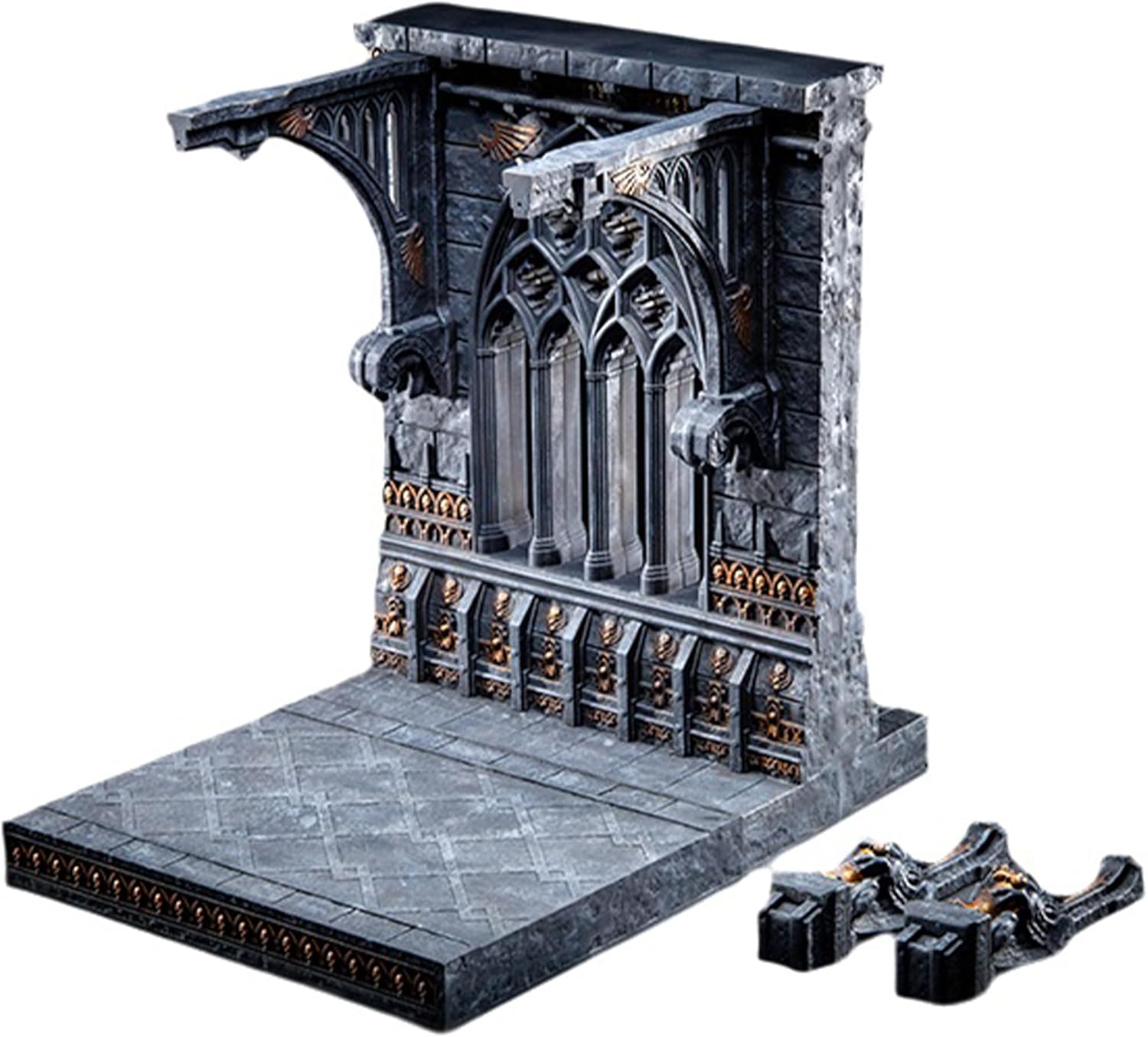 Diorama Display Base Compatible with 1/12-1/18 Action Figures - GT003A,Gothic Sci-fi Corridor Terrain for Warhammer-Style Action Figures,Age 15 and Above