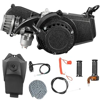 Racing Engine Set, 49CC / 50CC 2-Stroke 1.9KW 12500RMP High Performance Single Cylinder Motor Kit, Complete Gas Powered Engine Kit with T8F Chain for Pocket for Bike Mini Dirt Bike Quad ATV Scooters