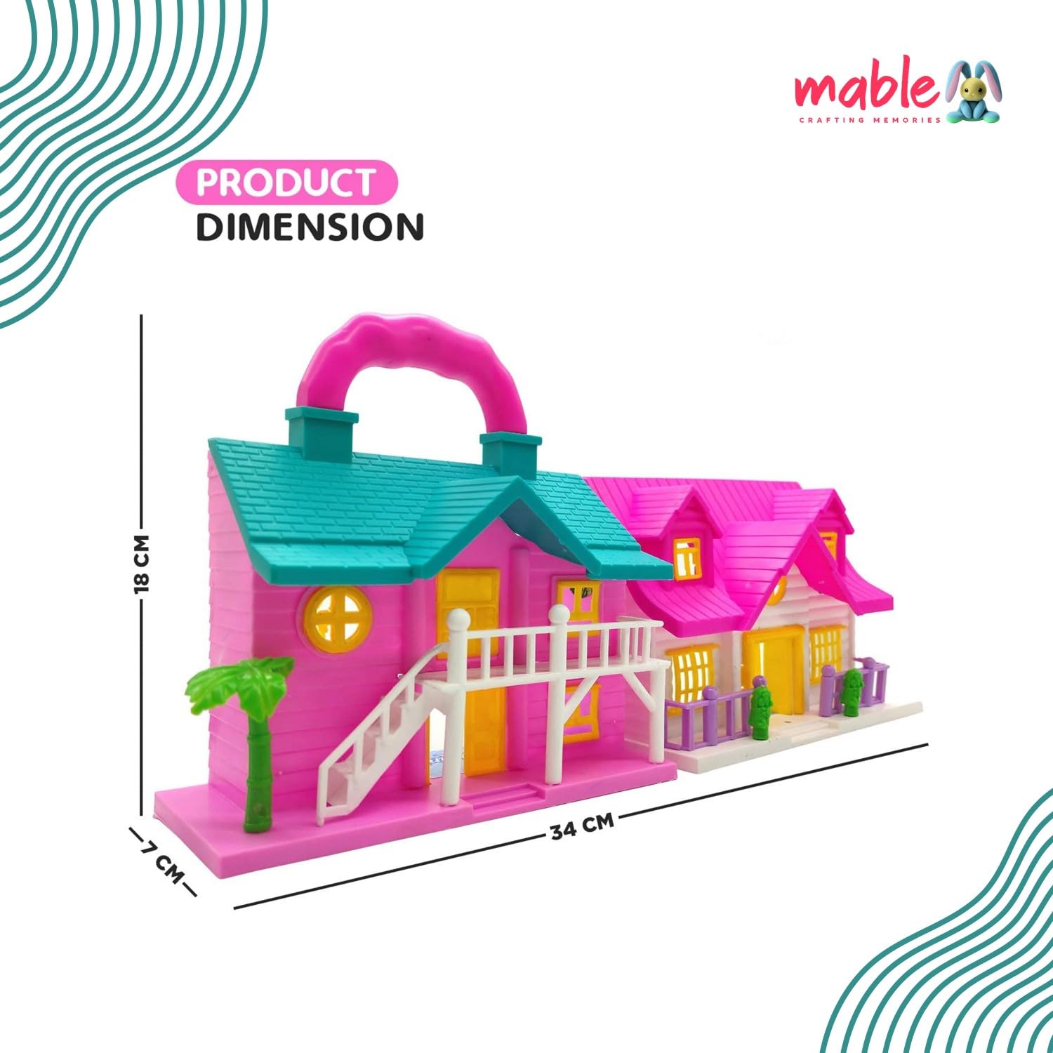 MABLE Girls Big Size Pretty Doll House Playset for Kids, Beautiful Two Room Set, Furniture, and Openable Doors for Kid Girls | Stunning Design for Indoor & Outdoor Fun for Children 3
