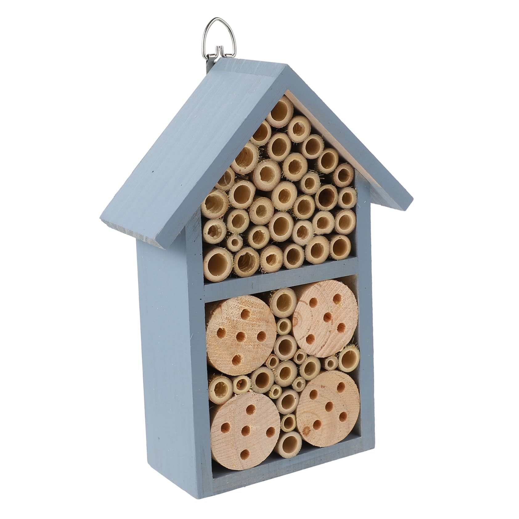 Insektenhotel Holzhaus Outdoor Bienenhaus Garten Mit Schmiedeeisernem Haken Hängend Überwinterungsplatz Für Wildbienen Und Marienkäfer Dekoratives Nisthilfe