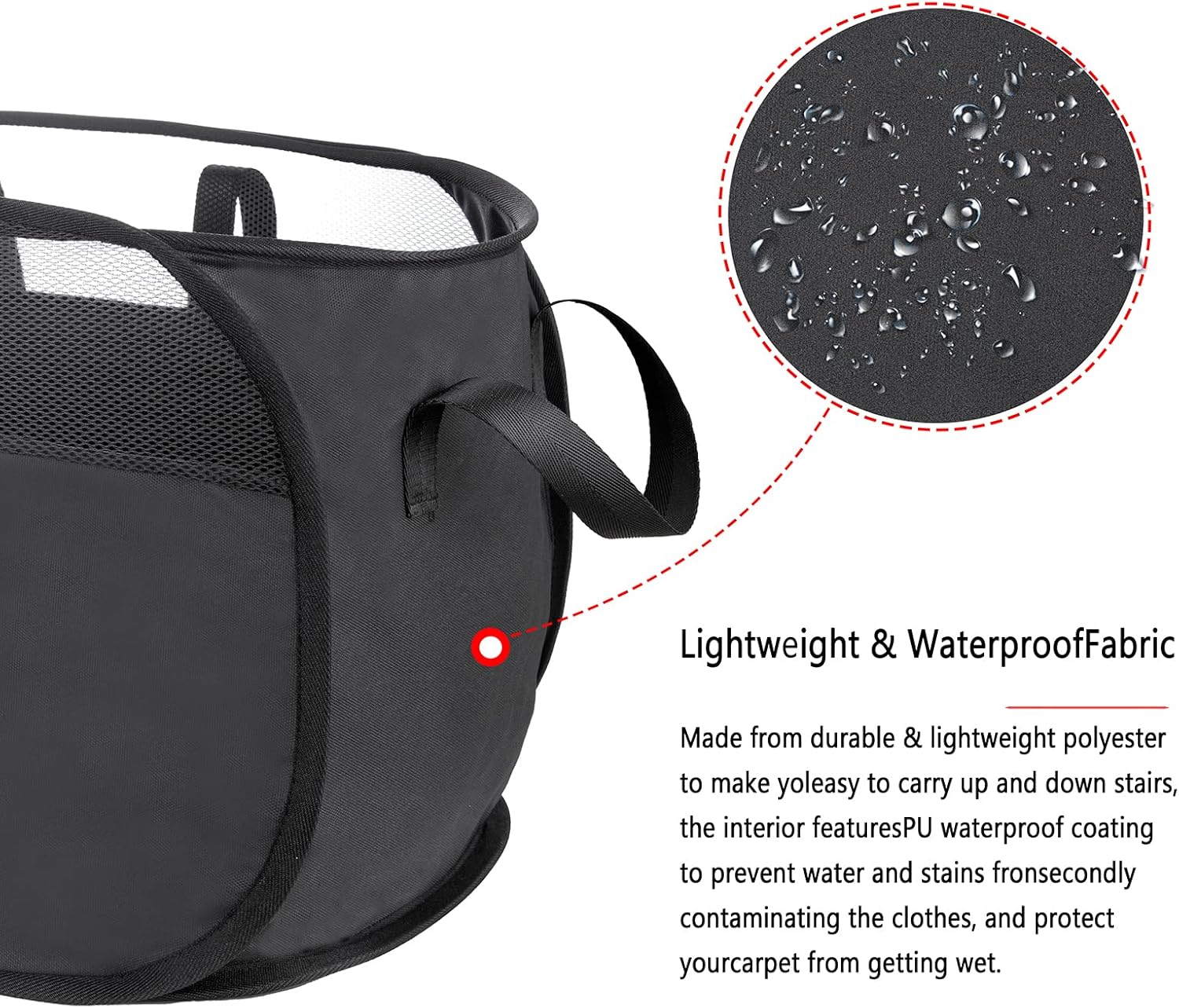 Pop Up Laundry Hamper，with Durable Handles collapsible laundry basket，Easy to Open and Fold for college Dorm,kids room，travel (2 black)…