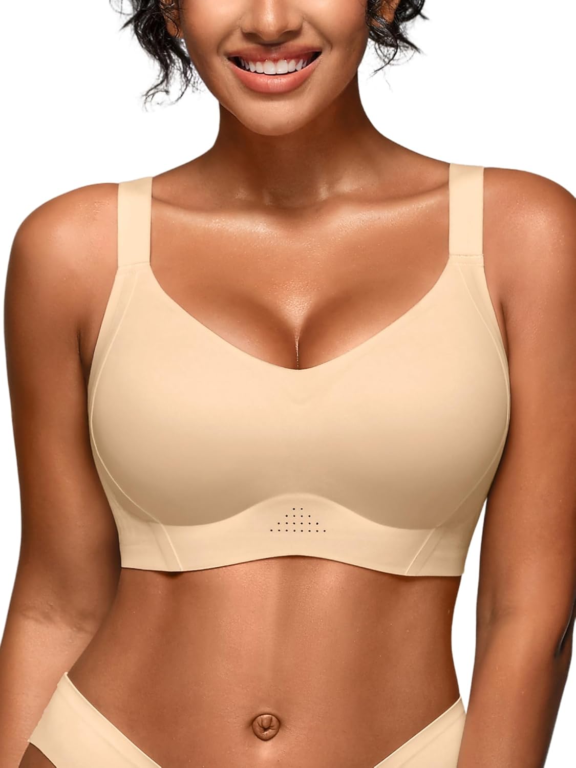 Wireless Jelly Bras for Women - Plus Size Full Coverage Seamless Bra No Underwire, Supportive T-Shirt Bralette for Older