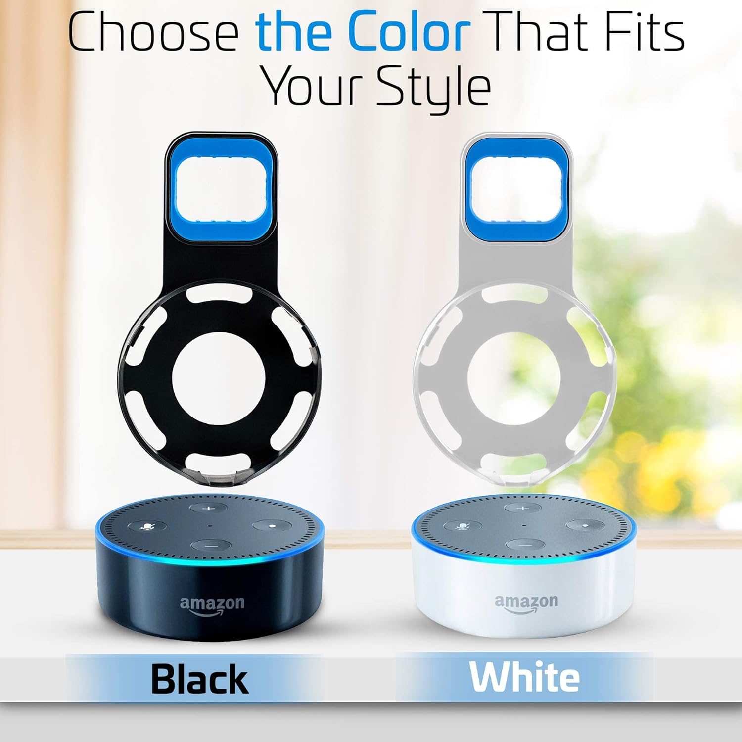 Coby Echo Dot Wall Mount 2nd Generation with Cable Management, Alexa Outlet Holder Stand with Charging Cable, Space Saving Smart Speaker Mount for Kitchen Bathroom Bedroom Office