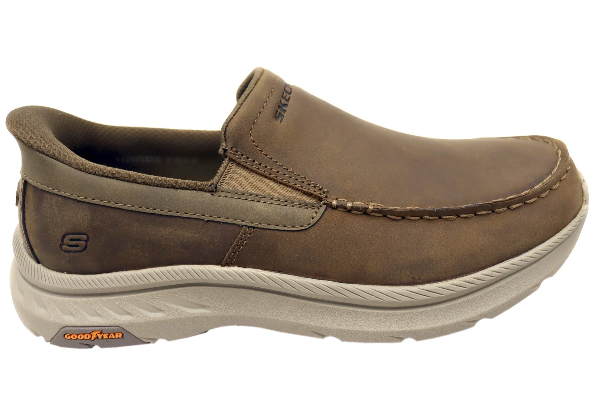 skechers Men's USA Pollard - Osgood Dual Gore Leather Moc Toe Slip-Ins Loafer, Desert Beige, 11 Wide-picture-11