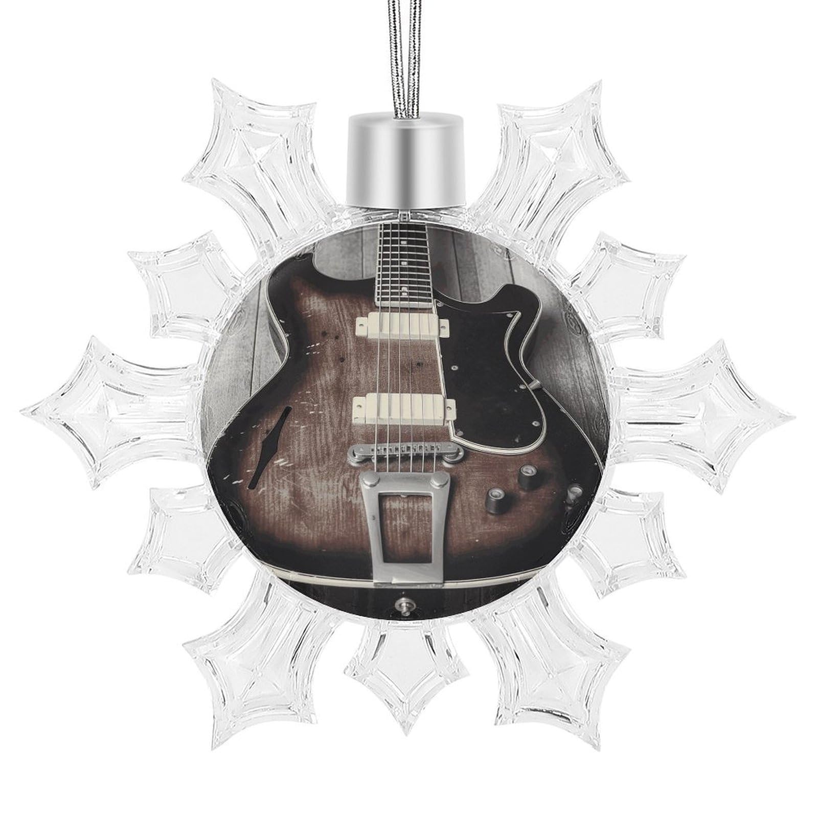Vintage Guitar Snowflake Decorations,Christmas Decorations，Christmas Indoor Winter Wonderland Decor，Hanging Ornaments for Xmas Tree Winter New Year Party Supplies