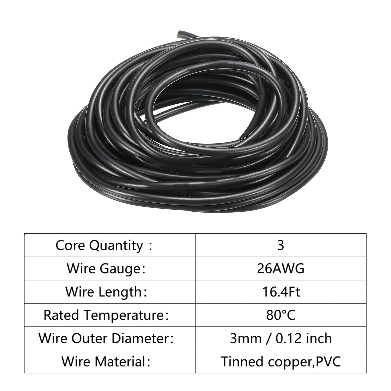 QUARKZMAN 26AWG kabel elektryczny 3 przewody LED oświetlenie kabel ocynkowany miedziany 5m niskie napięcie obudowa PVC elastyczny przedłużacz czarny do taśm LED lamp oświetleniowych
