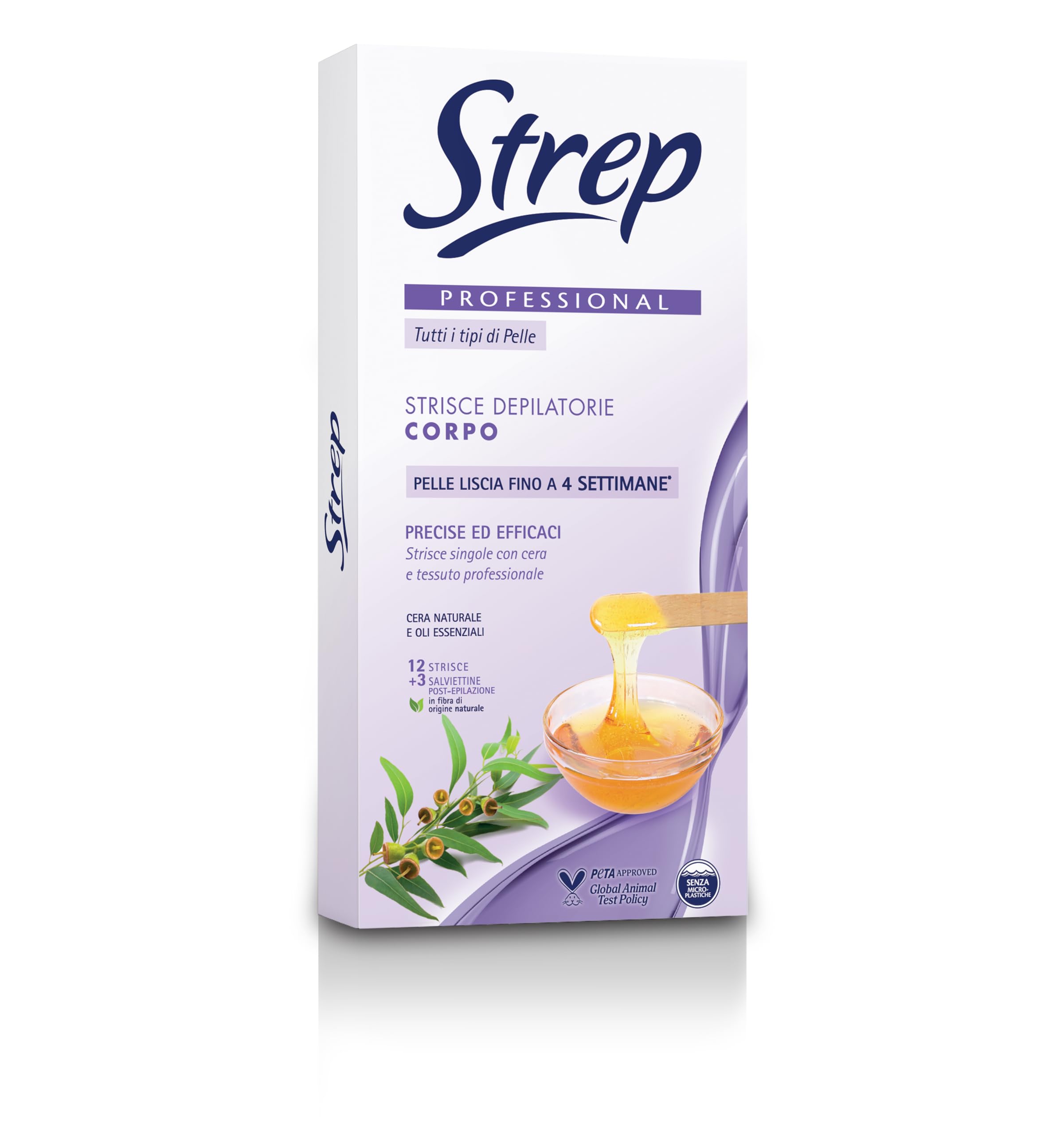 Bandes de cire professionali corpo 12 strisce