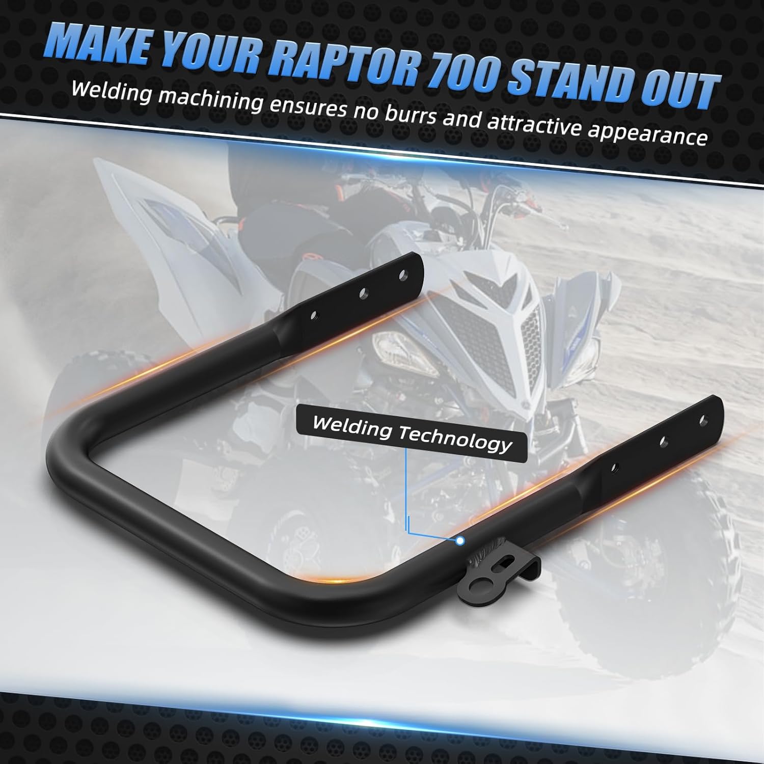 NICECNC Motorcycle Back Bumper Compatible with Yamaha Raptor 700 YFM700 2013 2015-2024, Raptor 700 YFM700R 2006-2008 2014, Raptor 700R YFM700R 2009-2013 2015-2024 Rear Bumper, See Fitments