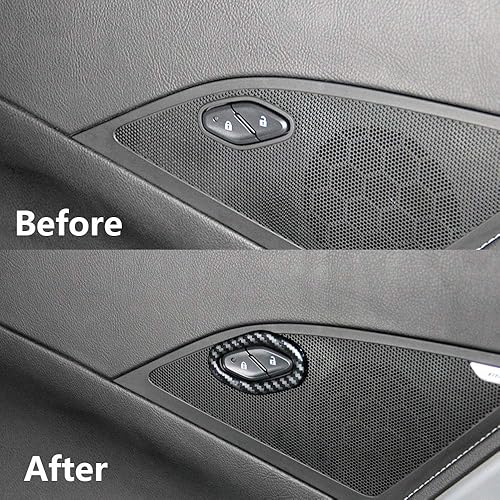 Miniatura 7 de Cubierta de botón de interruptor de bloqueo de puerta de aspecto de fibra de carbono Accesorios moldeo para 2014 2015 2016 2017 2018 Chevrolet