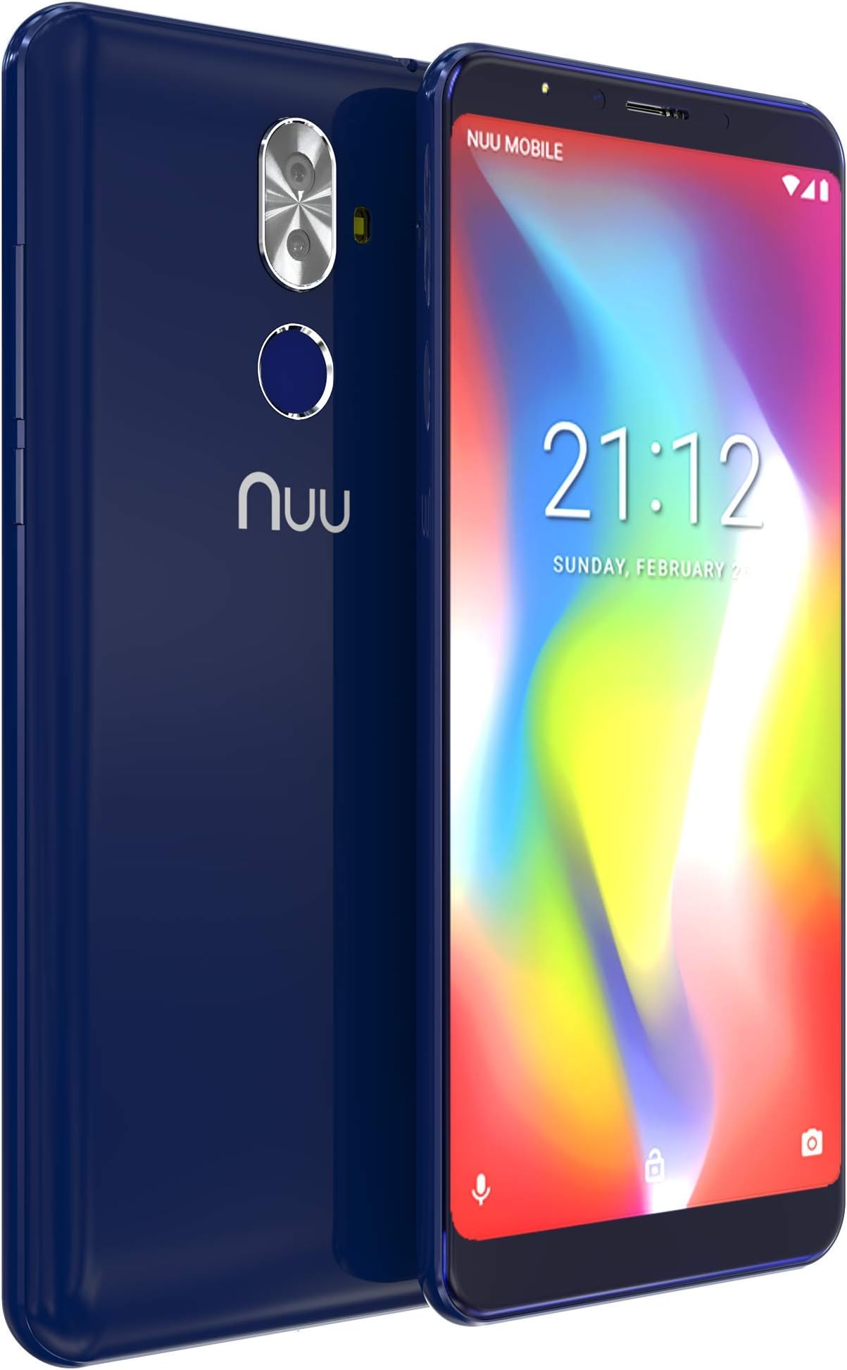 NUU Mobile G2 5.99" Full HD+ 64GB Unlocked Android Mobile Phone - 64GB Memory 4GB Ram - 4G LTE Dual-SIM - Dual Camera 20 MP - Fingerprint ID - Express Charge (Blue)