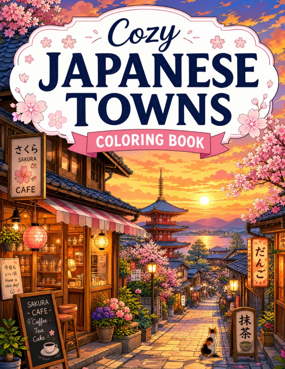 Cozy Japanese Towns: Coloring Book (Cozy World Adventures)
