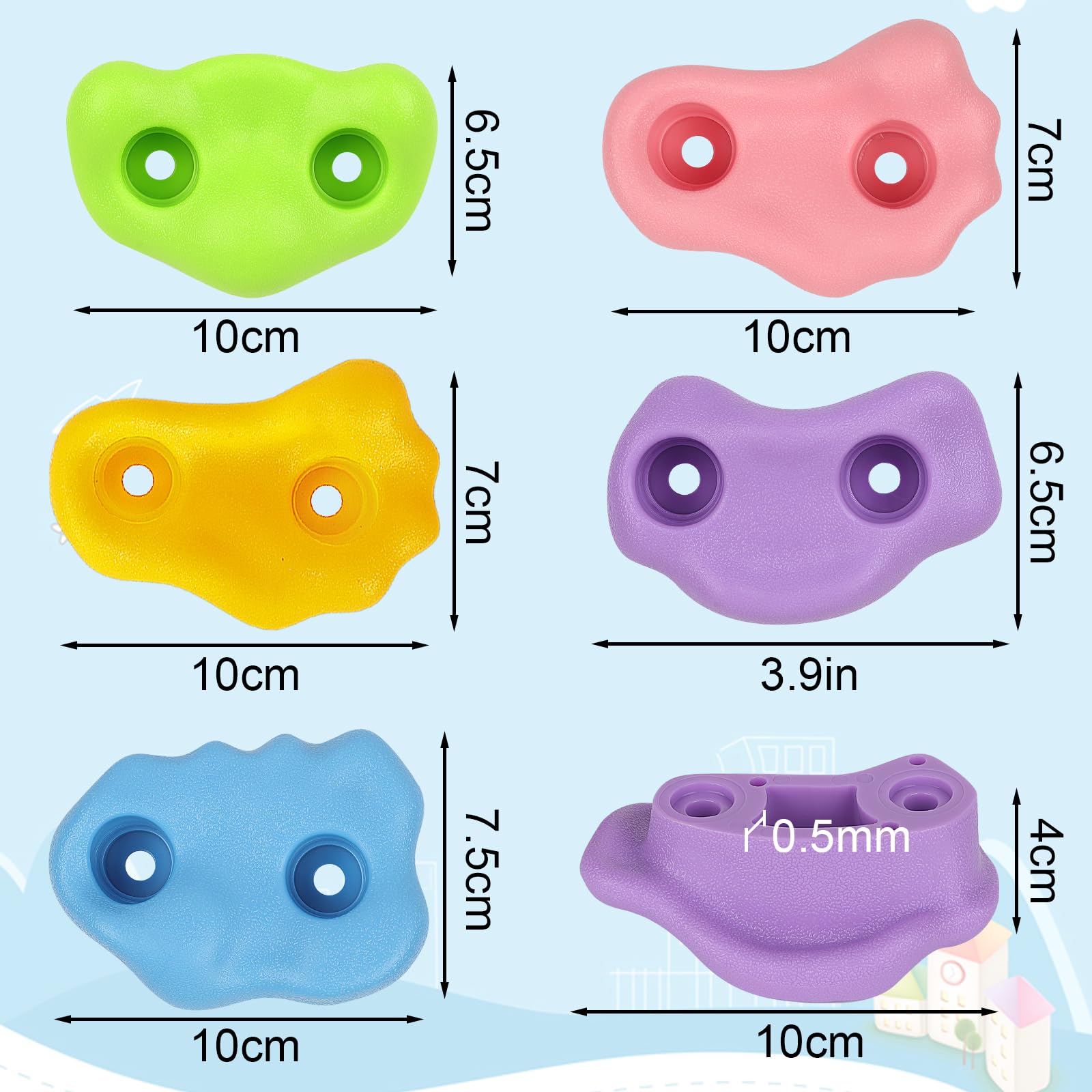20 Piezas Presas Escalada Niños, Piedras escalada al Aire Libre | Soportes Escalada Accesorios con 270 cm Cuerda Escalada Anudada y 2 Agarraderas Verdes para Juegos Infantiles Interior y Exterior