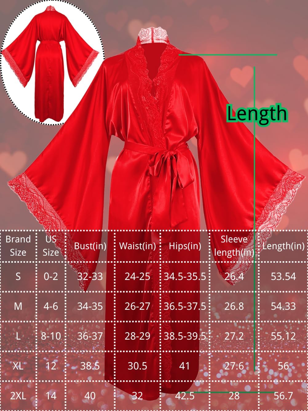 Silk Long Robe For Women, Satin Lace-Trim, Bride Wedding-Night, Bridal Bridesmaid Kimono Robes Lightweight - Image 5