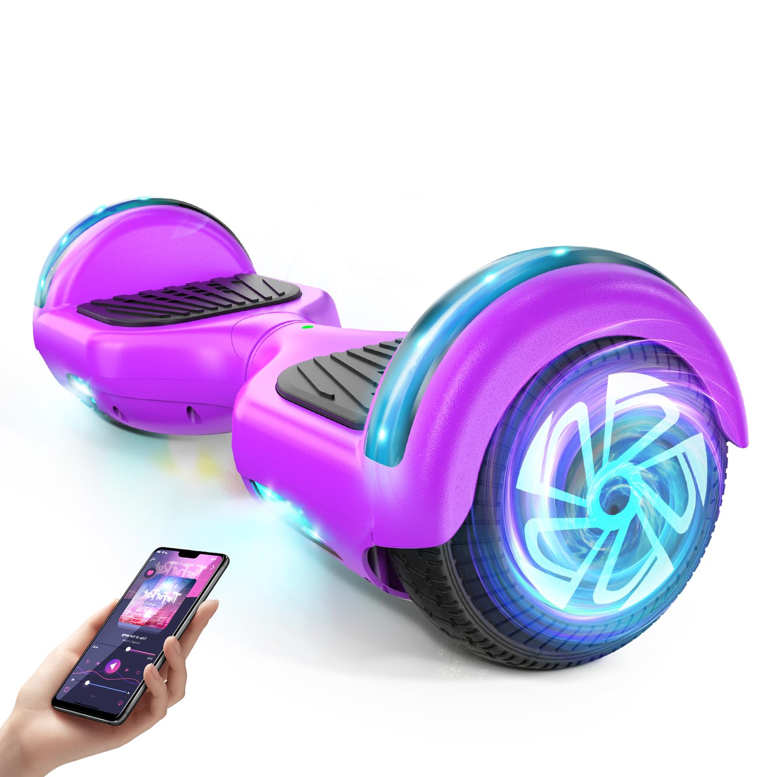 SISIGAD Scooter for Kids Ages 6-12, Bluetooth and 6.5" Colorful Lights Wheels, Safety Certified Self Balancing Scooter, for All Ages