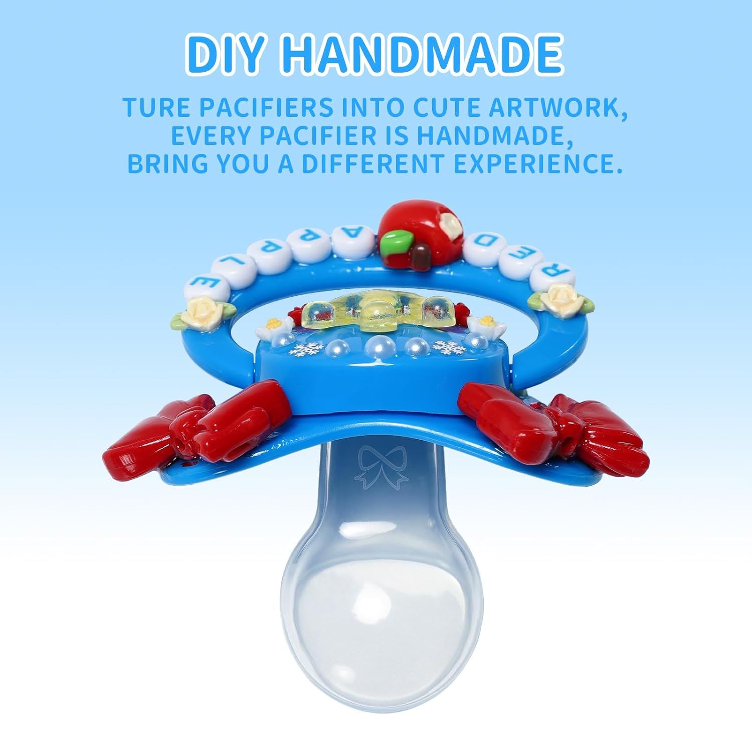 CutiePlusU Large Size Pacifier DIY Big Shield Pacifier - Blue Red