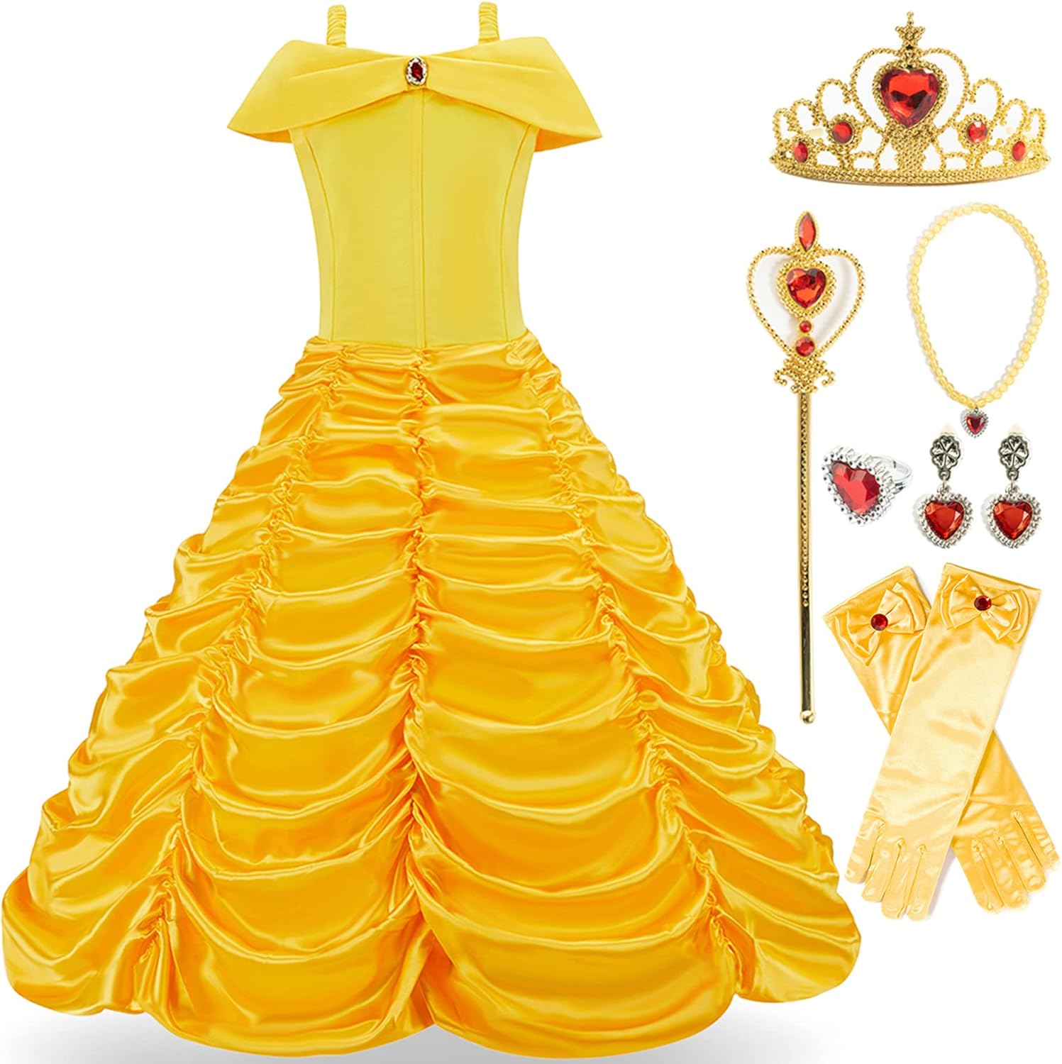 Funna Princess Costume Layered Dress Off Shoulder for Girls Dress Up with Accessories : Toys & Games