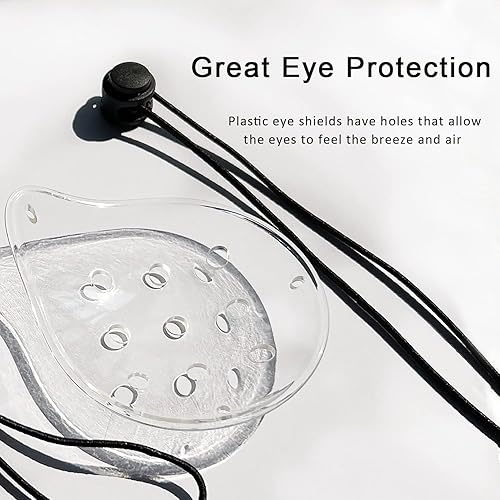 Miniatura 2 de Protector de ojos, 2 piezas de plástico para protección ocular, cirugía ocular, transpirable, con 2 cuerdas elásticas, transparente