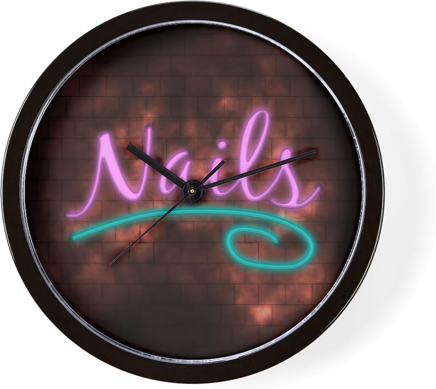 CafePress Neon Nails Sign 10" Wall Clock for Livingroom, Kitchen, or Office