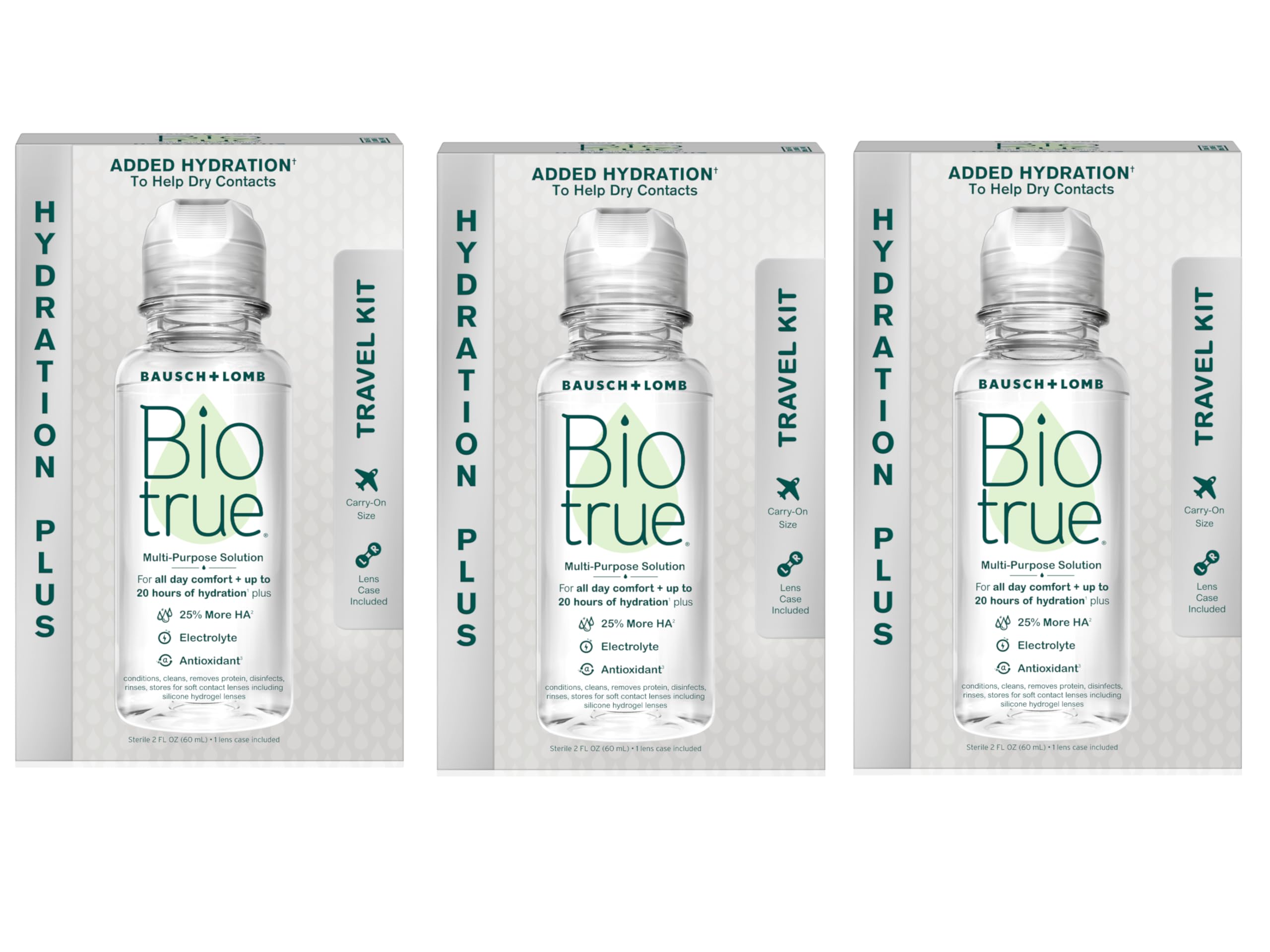 Biotrue Contact Lens Solution Multi-Purpose Solution for Soft Contact Lenses Lens Case Included 2 FL OZ Travel Size