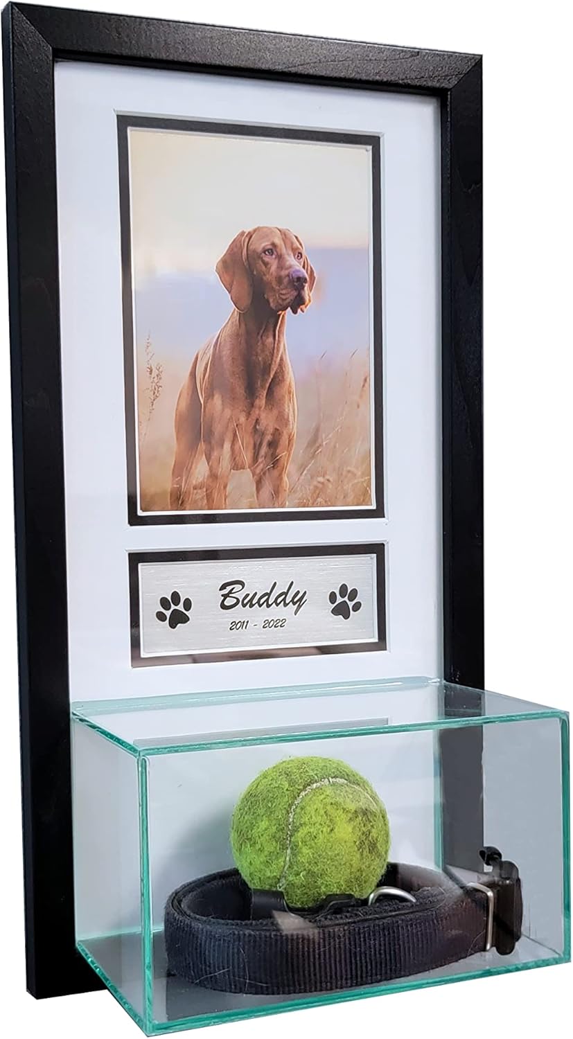 Perfect Cases Pet Memorial Display Case with 5x7 Photo Print and Custom Engraving