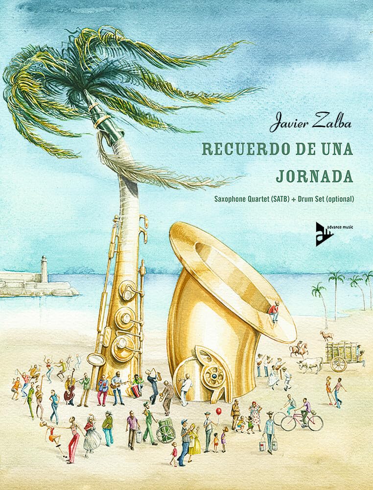 4 saxophones SATBar Recuerdo de una jornada partition notes musique batterie