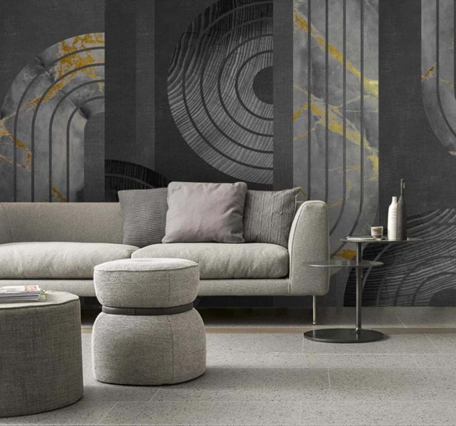 Vintage Retro Geometric Faux Marble Texture 3D Wallpaper Easy Install Feature Office Living Room Sofa Bedroom TV Background Wall Decoration-250cm×170cm