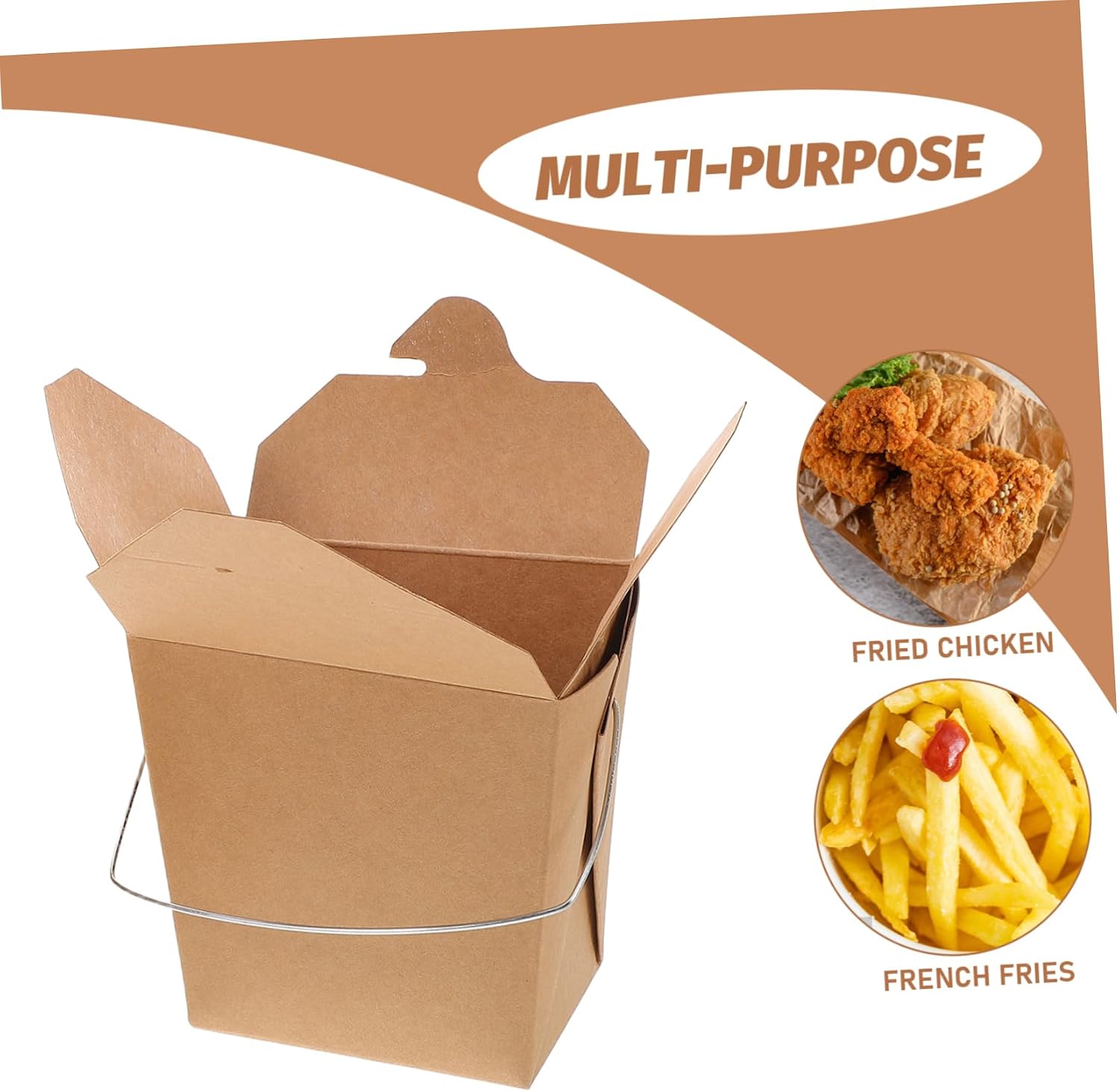 MAGICLULU 50pcs Chinese Take Out Food Boxes Wire Handle Cold Hot Food Paper Containers for Travel Camping and Meal Prep Sturdy Design for Easy Carrying