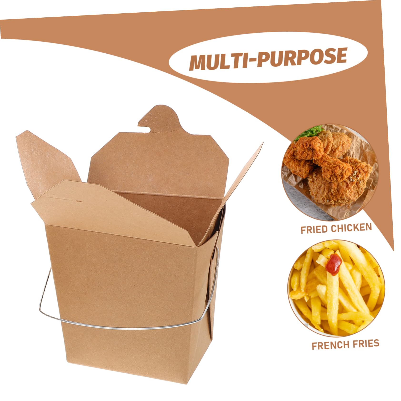 OUNONA Scatole Asporto Alimenti 50 Pezzi in Carta Ferro con Manico | Colore Coffee, Design con Filo Metallico, per Varie Occasioni di Pranzo e Picnic