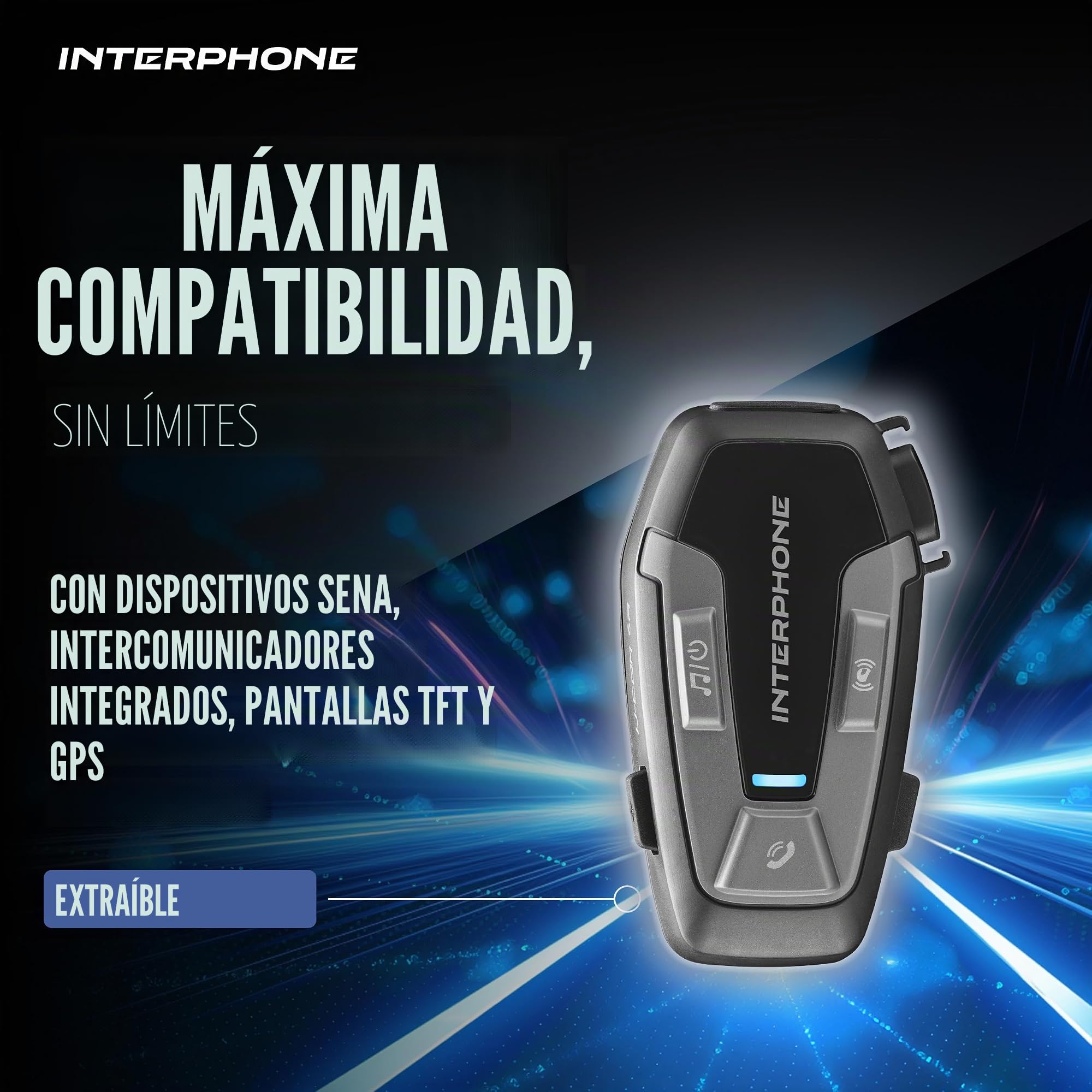 Interphone U-COM 6R – Intercomunicador Moto Individual con Kit para Segundo Casco, Comunicación Bluetooth 5.1 hasta 1 km para GPS y Llamadas, Batería 15h, Resistente al Agua IP67