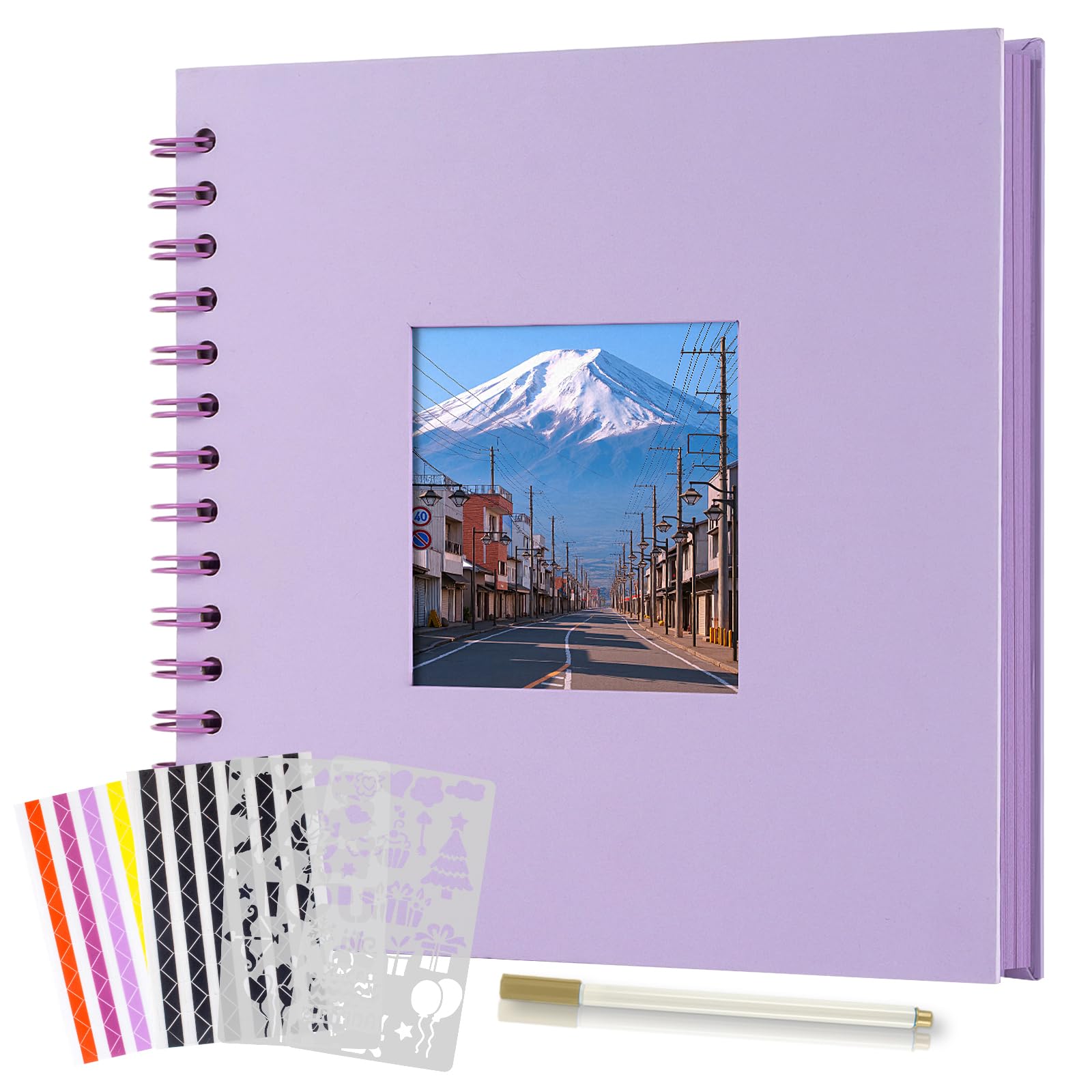 Boic Fotoalbum zum Selbstgestalten, DIY Spiralalbum Fotoalben Scrapbook mit Fenster, Fotobuch für Baby Valentinstag Geburtstag Weihnachten Geschenk