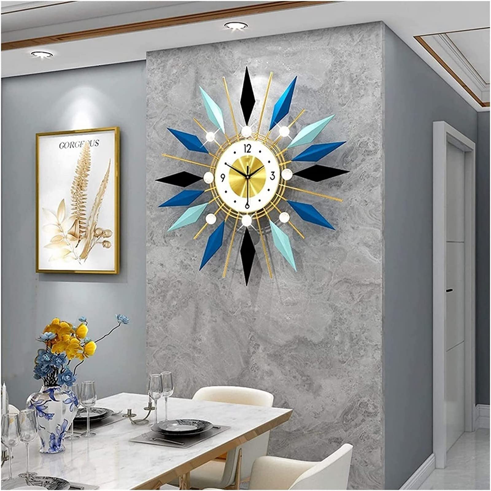 Sjdopulse A Wall Clock Rt Large Wall Clock Metal Wall Clock, Metal Clocks Big Fancy Clock Silent Movement Bohemian Style Modern Wall Rt Clock For Living Room, Bedroom Wall Decor Clock O,