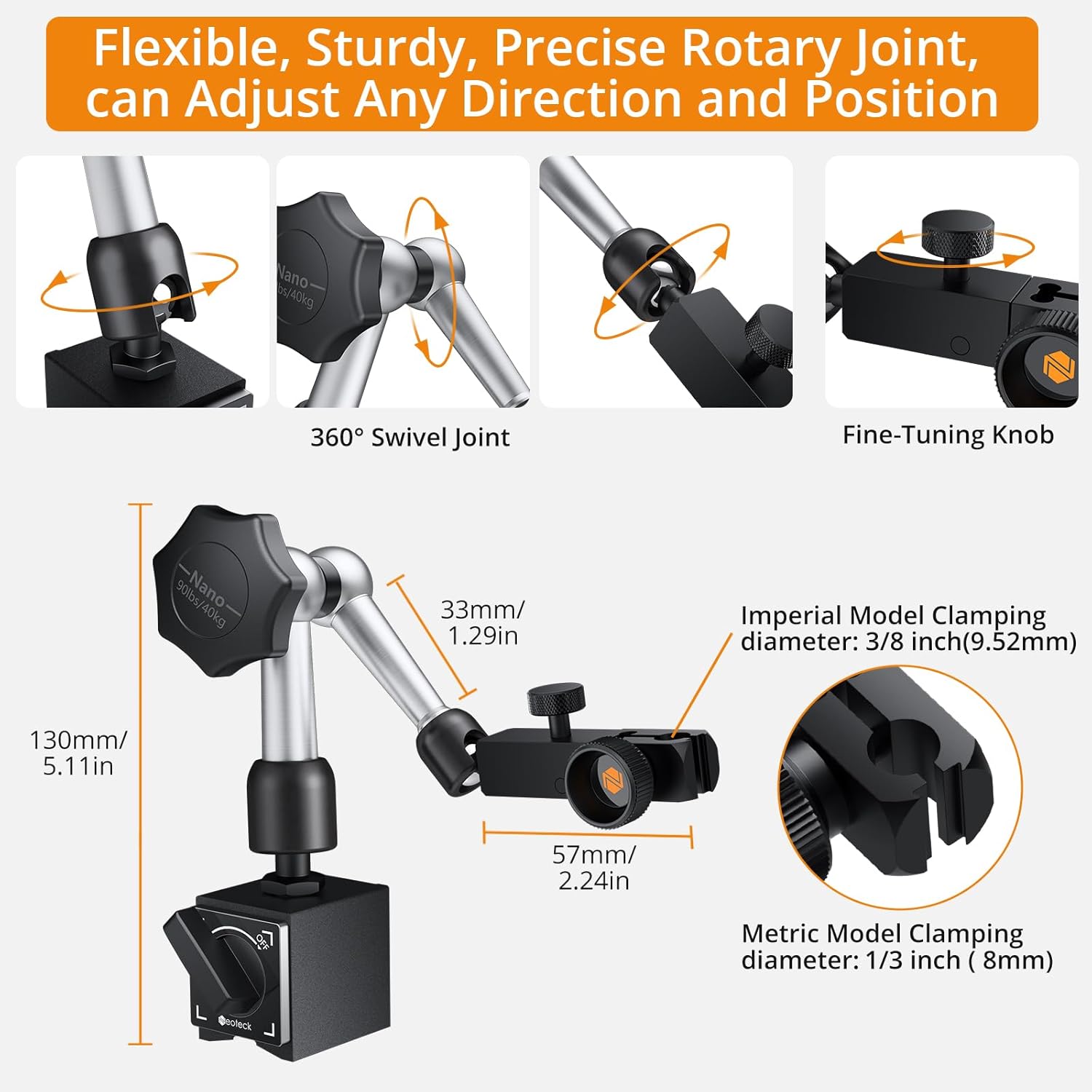 Neoteck 2-6" Digital Bore Gauge Set + 90lbs/40kg Magnetic Base