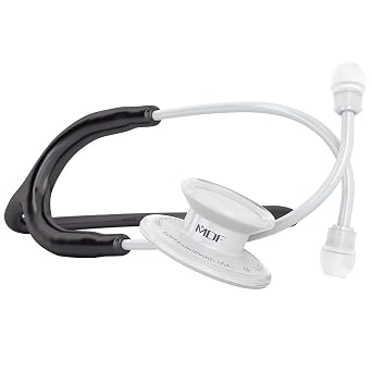 MDF Instruments MD One Stainless Steel Stethoscope, Adult, White/Black Tube + LUMiNiX Medical Professional Penlight