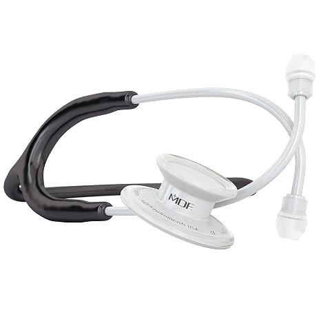 MDF Instruments MD One Stainless Steel Stethoscope, Adult, White/Black Tube + LUMiNiX Medical Professional Penlight