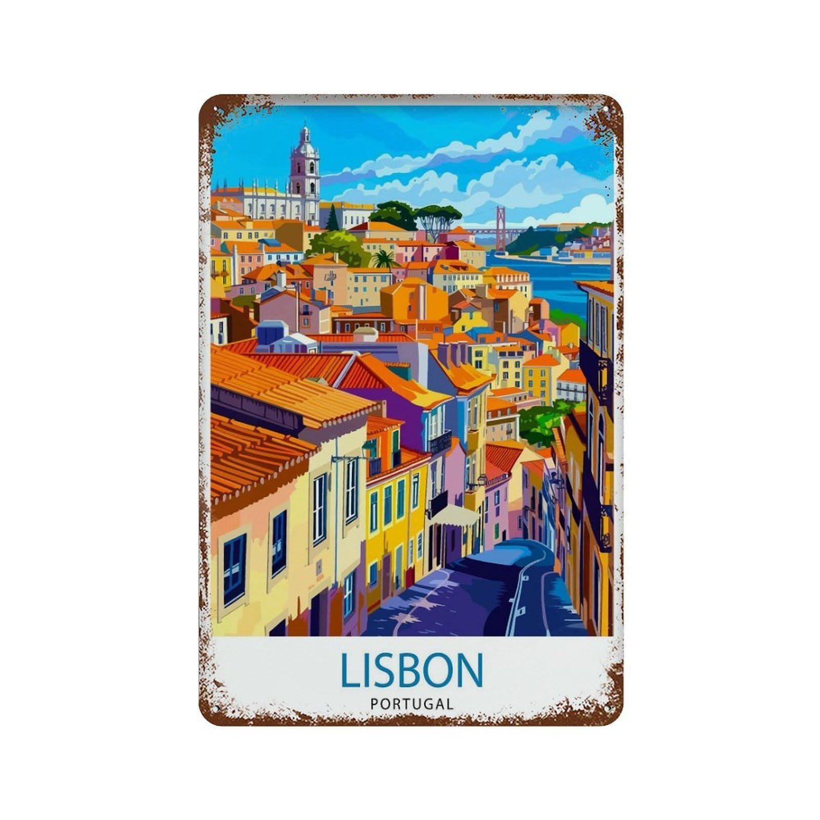 xiaoxiaoshen Lisbon Portugal Travel_3 Wall Decor Art Metal Tin Poster Modern Home Decor Art Home Bar Shop Decorations Vintage Sign 30x20cm