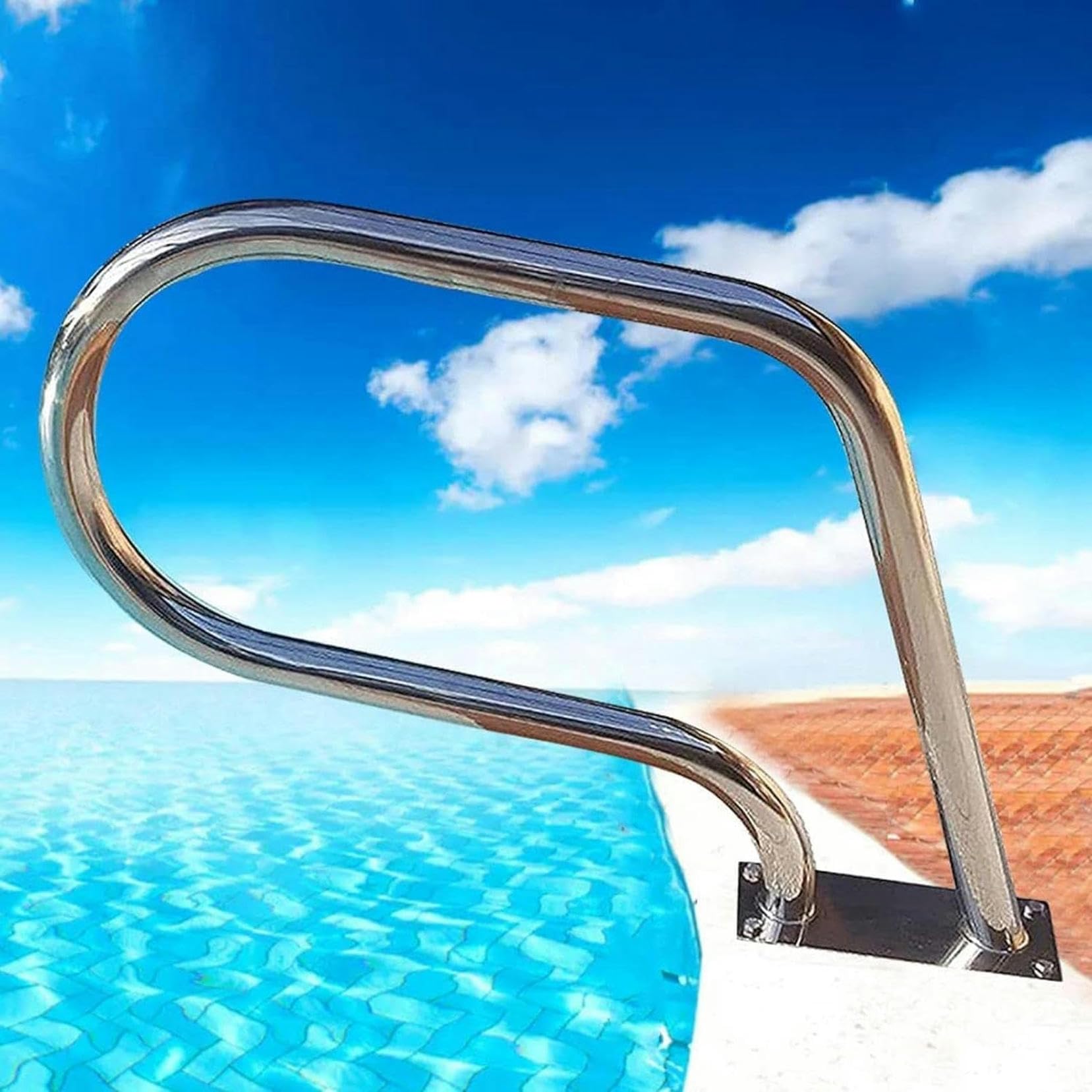 Main courante de piscine pour éviter les glissades et sécuriser la descente d'escalier