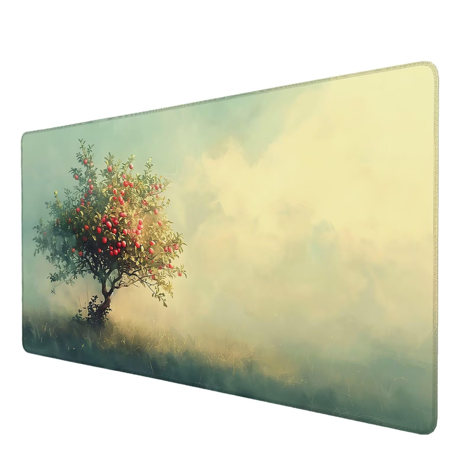 Podkładka pod mysz z drzewem, duża podkładka pod mysz 900 x 400 mm, krajobrazowa podkładka pod mysz do gier, podkładka na biurko ze zszytymi krawędziami, podkładka pod mysz do klawiatury, do pracy