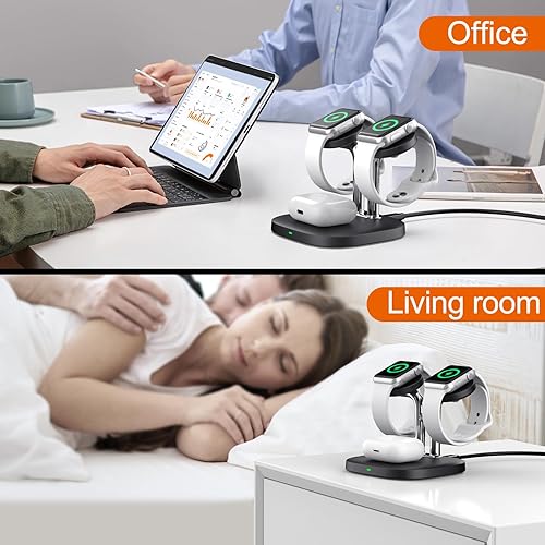 Miniatura 7 de SwanScout Soporte de cargador dual para Apple Watch, estación de carga inalámbrica 3 en 1, compatible con Apple Watch Ultra 29876532SE, base de