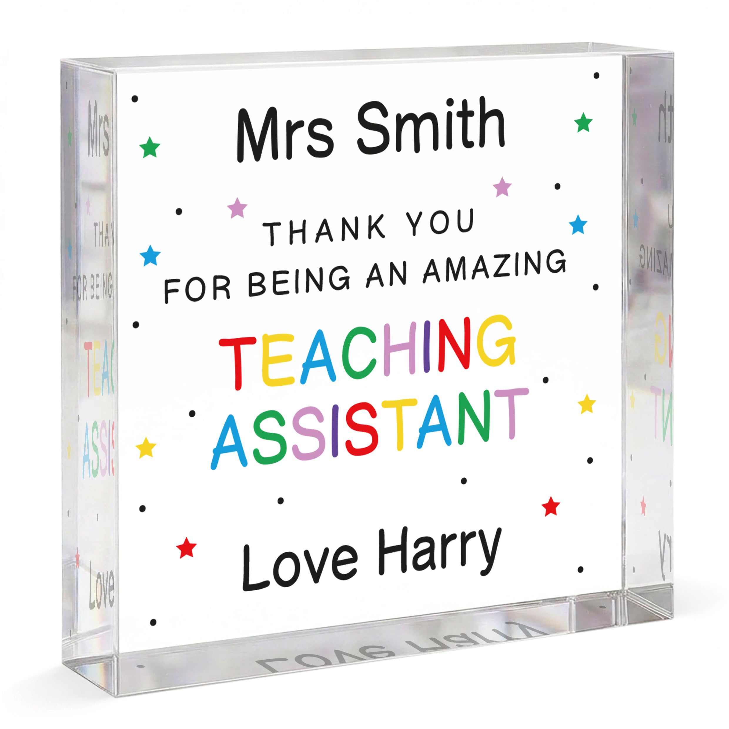 Beecreative Personalised Teaching Assistant Thank You Gifts - Clear Acrylic Ornament - TA Appreciation Present - With Gift Bag