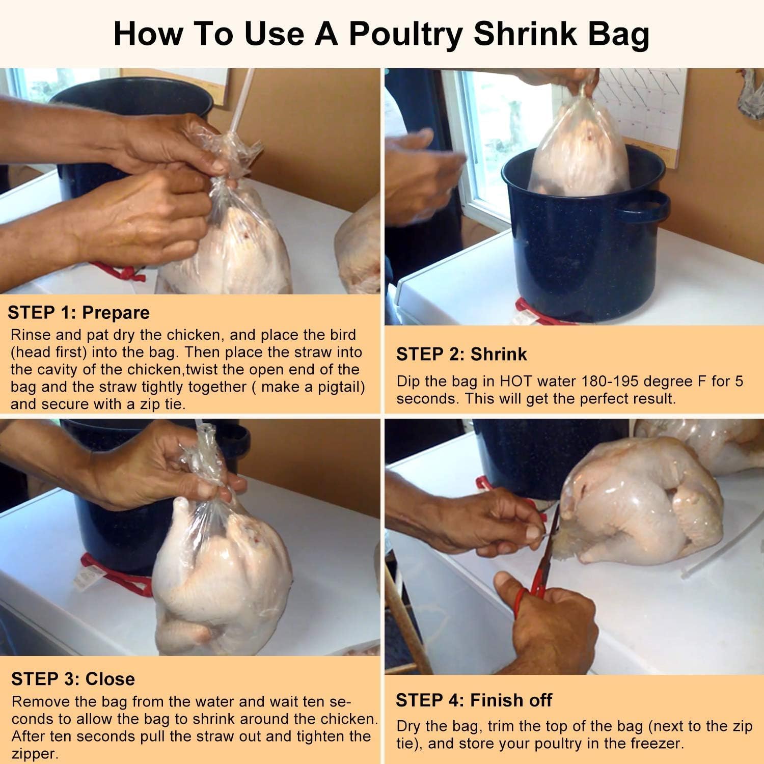 Poultry Shrink Bags 10x16 In 50 PCS Chicken Bags Heat Shrink for Freezer