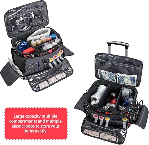 Miniatura 3 de Bolsa médica con ruedas para enfermeras EMT CNA RN vacía para primeros auxilios Cuidado de la salud en el hogar Cuidado de la salud de enfermería