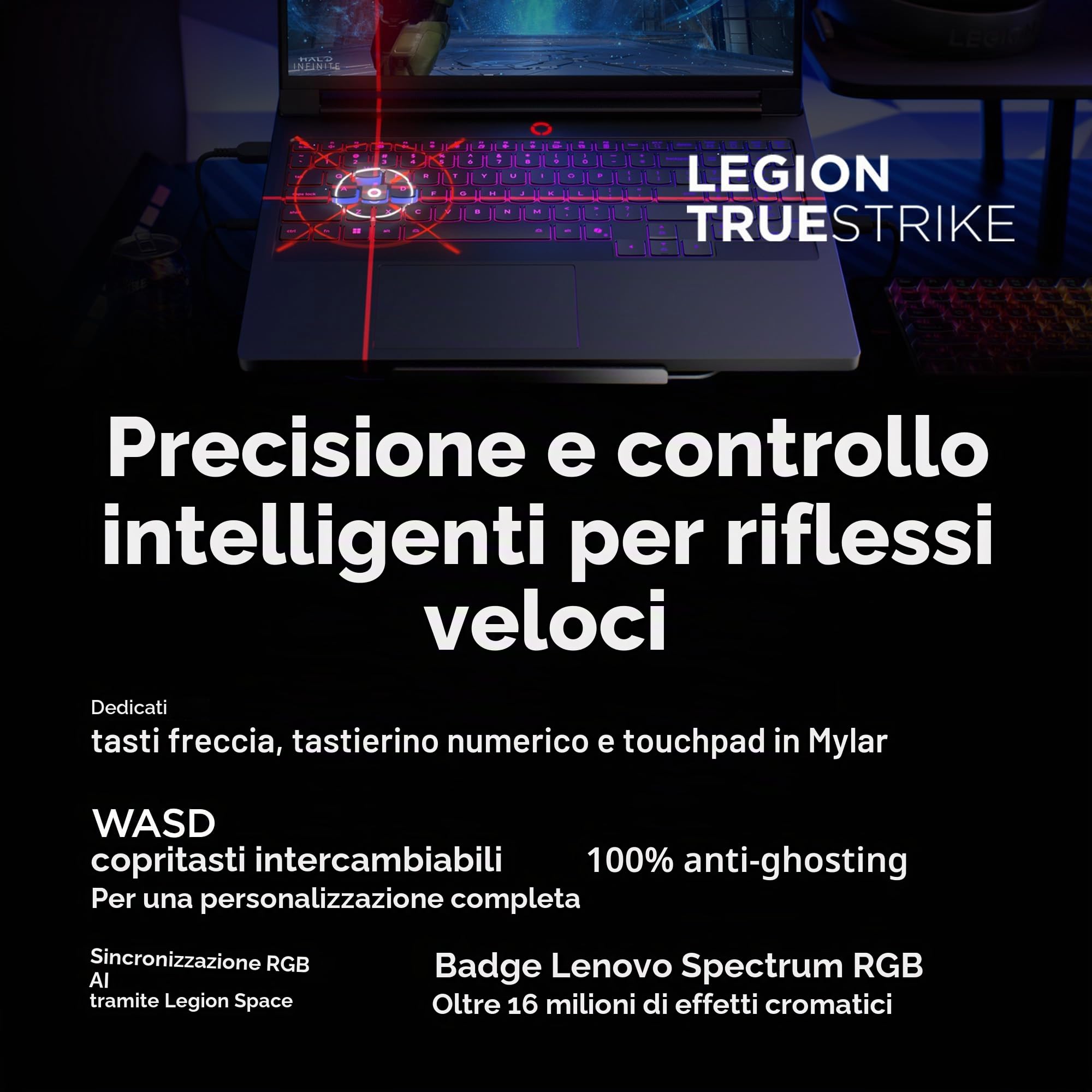 Lenovo Legion Pro 7i – Notebook da Gaming con Intelligenza Artificiale – Intel® Core Ultra 7 255HX – Display OLED WQXGA PureSight da 16" – 240Hz – NVIDIA® GeForce RTX™ 5070 Ti – Memoria 32GB